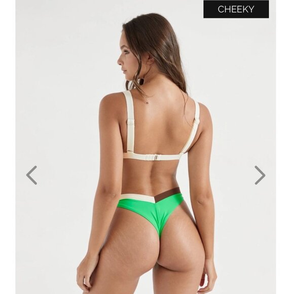 NWT OneOne Swimwear Bikini SET Kiwi Nellie Kameron Jesse New Collab Green Brown - Picture 3 of 7